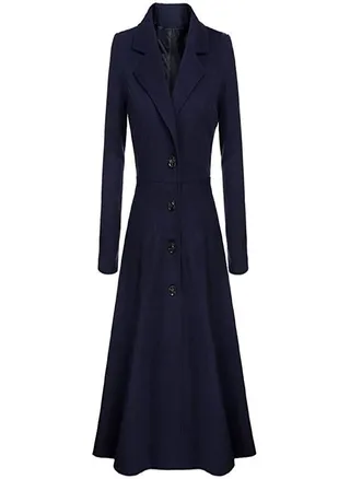 Women's Woolen Blend Coats Coat Lapel Wrap Swing Flared Winter Long Overcoat Jacket 