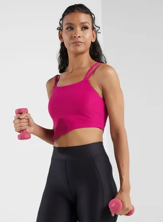 Asymetrical Hem Strap Detail Sports Bra