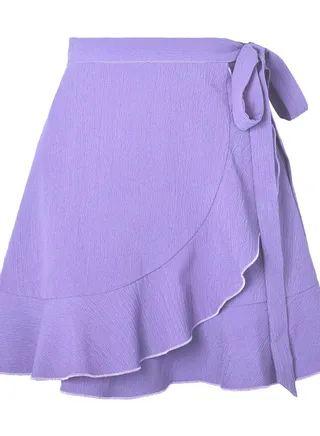 Women's One-piece Lace-up High Waist Solid Color Peplum Short Skirt 