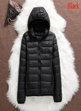 Women Casual Windproof Parka White Duck Down Jacket Coat Hooded Warm Autumn Winter 