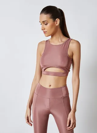 Cut Out Front Detail Sports Bra Dustyrose 