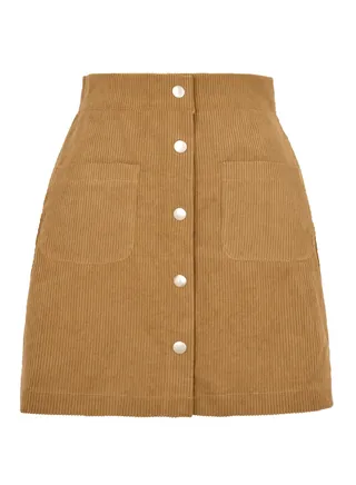 Women's Autumn And Winter New Corduroy Short Skirt Single Breasted Slim Solid Color Skirt 