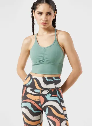 Ruched Detail Longline Sports Bra
