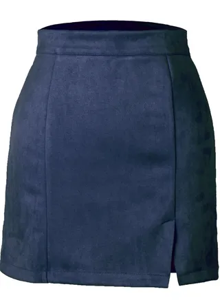 Women's Fashion Slim High Waist Zipper Autumn And Winter A-Line Solid Color Short Skirt 
