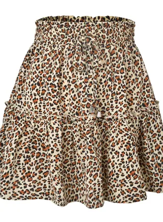 New Women's High-waisted Floral Half Skirt Peplum Printed A-Line Short Skirt 