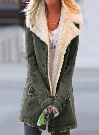 (SU)Women Plus Size Winter Warm Composite Plushon Lapels Jacket Outwearcoat 