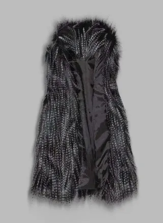 Women's Wool Vest Faux Fur Vest Stand Collar Faux Fur Coat Vest Jacket 