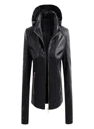 Ladies Jacket Coat Removable Hooded Pu Ladies Leather Jacket Ladies Leather Jacket Ladies 