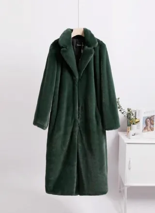 Women Contrast Color Mink Faux Fur Coat Turn Down Collar Winter Fur Lady Long Coat 