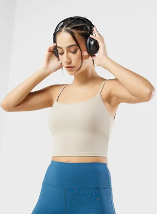 Padded Square Detail Sports Bra