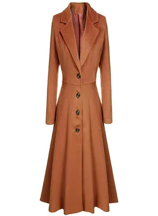 Women's Woolen Blend Coats Coat Lapel Wrap Swing Flared Winter Long Overcoat Jacket 