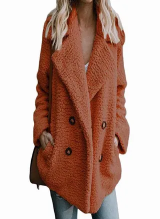 SCIONE Overcoat Solid Coat Women Winter Lapel Loose Outwear Casual Ladies Blend Coat Faux Warm Tops 