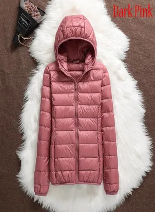 Women Casual Windproof Parka White Duck Down Jacket Coat Hooded Warm Autumn Winter 