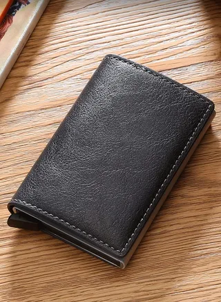 Slim Wallet for Men & Women Credit Card Holder RFID Blocking Leather Aluminum Business Card Case Wallet 