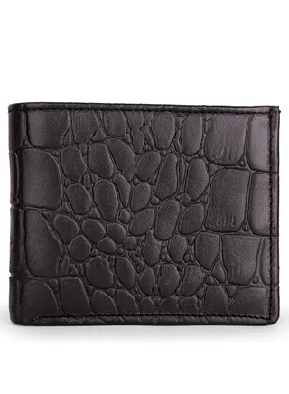 Motevia Men's Genuine Leather Wallet Card Case for Men 4.5 * 9.5cm Genuine Leather Wallet with 11 Card Slots and Cash Pocket (Black) 