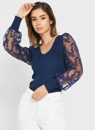 V-Neck Knitted Top