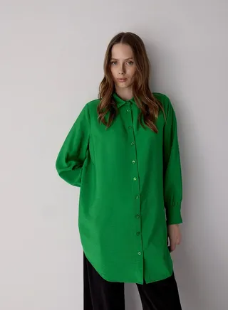 Button Down Tunic Shirt