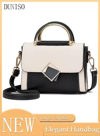 Handbag for Women Faux Leather Vintage Satchel Small Messenger Crossbody Bag with Detachable Strap Clamshell Design Purse Top Handle Shoulder Bag for Business Traval Shopping 