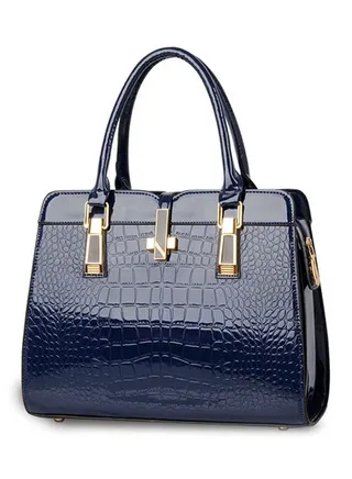 Alligator Pattern Shoulder Bag Navy 
