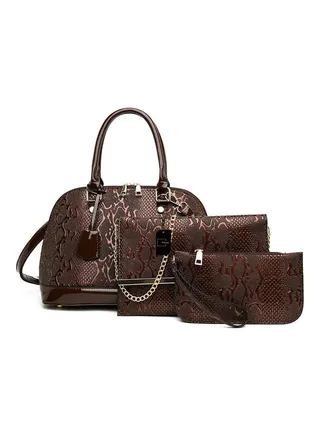 3-Piece Stylish Bag Set Brown 