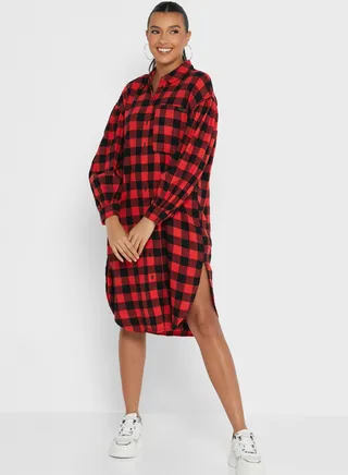 Checked Longline Shirt 