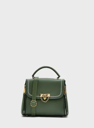 Stitch Chain Detail Satchel Bag 