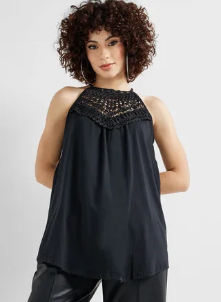 Crochet Detail Halter Top 