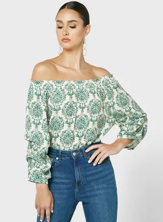 Printed Off Shoulder Top 