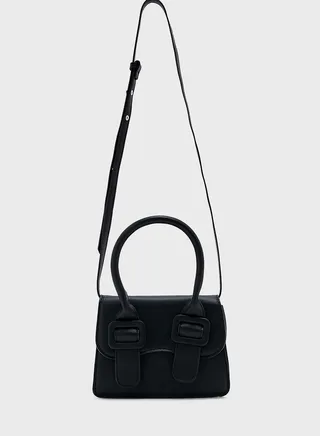 Tonal Buckle Satchel Bag