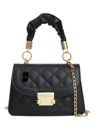 Fashion Rhombus Textured Satchel Black 