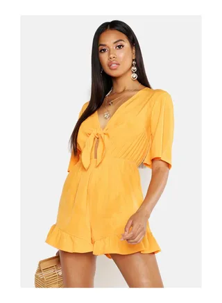 Ruffle Hem Knot Front Playsuit 