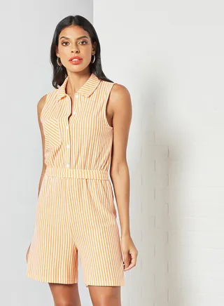 Striped Playsuit Orange 