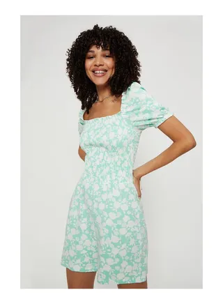 Sage Floral Shirred Playsuit 