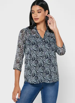 V-Neck Printed Top 