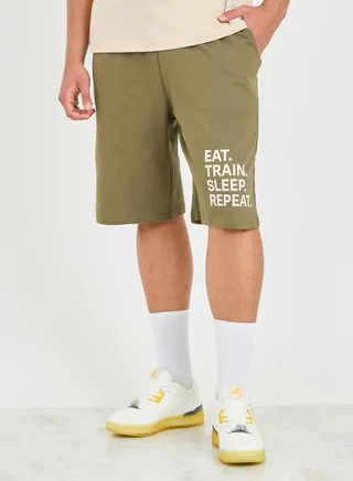 Oversized Hem Print Terry Athleisure Shorts 