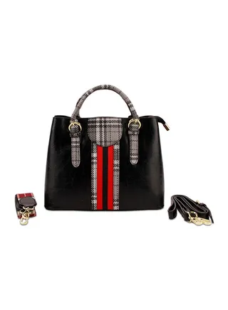 Leather Satchel Bag Black 