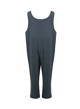Cotton Linen Sleeveless Dungaree Grey 