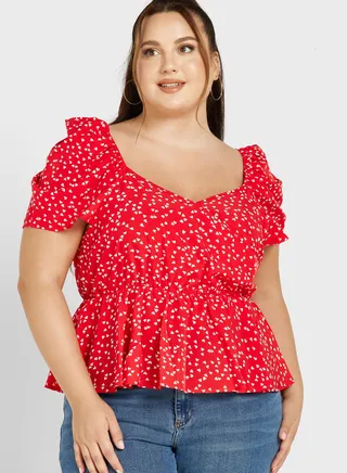 Puff Sleeve Peplum Top 