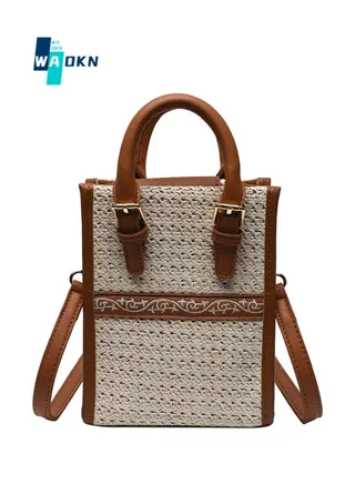 Women's Personalized Holiday Crossbody Bag, Ladies Fashionable Straw Handbag Shoulder Bag Sling Bag, New Versatile Woven Carrying Bag for College Students and Young People 