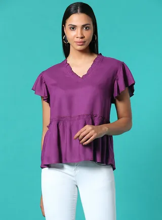 Frill Detail Top Magenta 