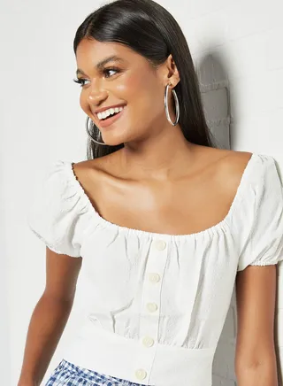 Square Neck Top White 