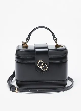 Women's Solid Box Shaped Satchel Bag with Top Handle and Detachable Strap 