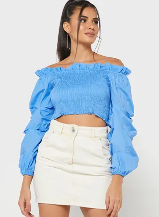 Smocked Off Shoulder Top 