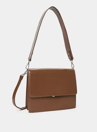Solid Flap Over Closure Crossbody Bag