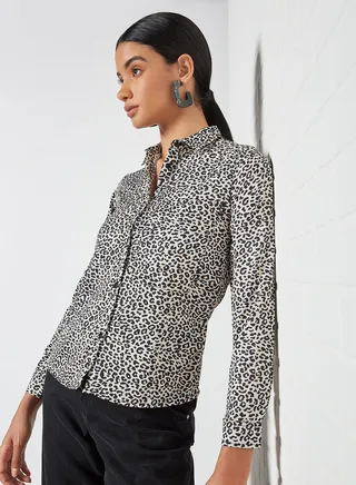 Leopard Print Relaxed Shirt Multi 