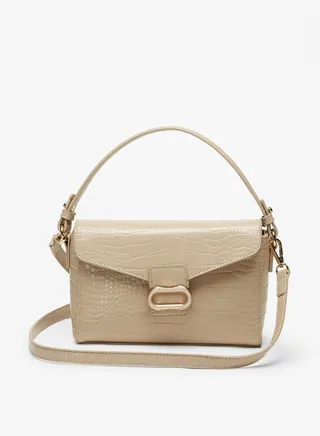 Women's Textured Satchel Bag with Top Handle and Detachable Strap