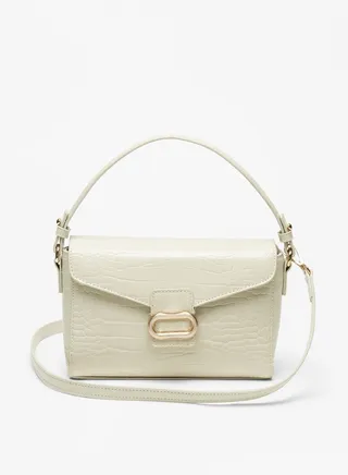 Women's Textured Satchel Bag with Top Handle and Detachable Strap