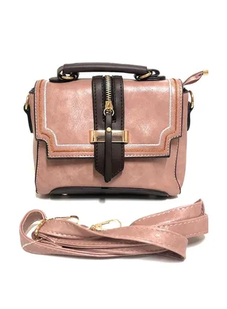 Elegant Style Casual Detachable Strap Satchel Bag Pink/Black 