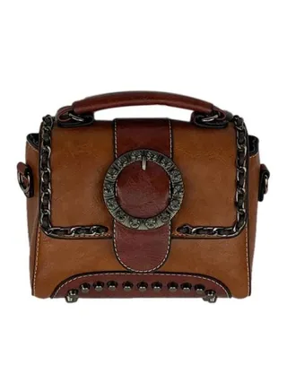 Leather Elegant Style Satchel Brown/Black 