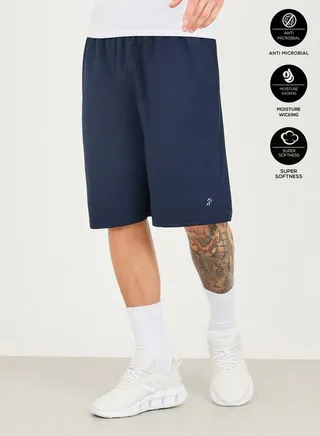 Micro Pique Knit Reflective Logo Oversized Training Shorts